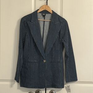 INC International Concepts Women's Blue Striped Blazer